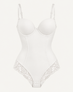 Białe body modelujące, przód