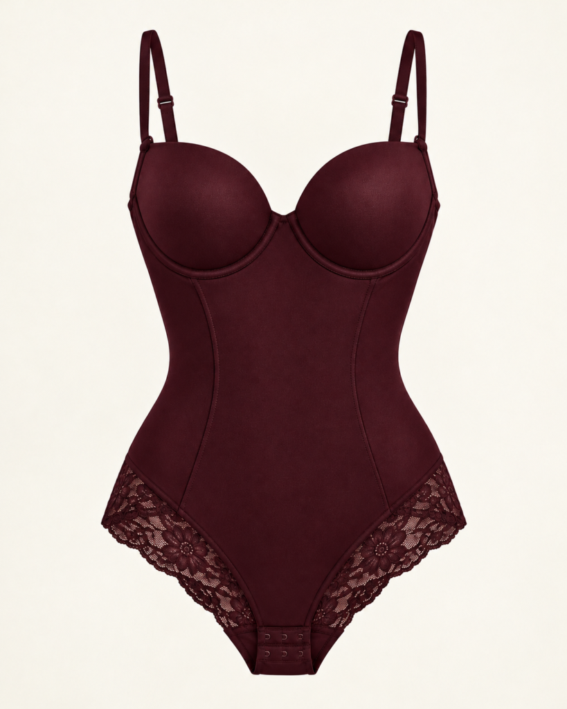 Bordowe body modelujące, przód